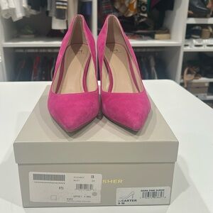 - Marc Fisher pink stiletto pumps . Suede like new condition. With box